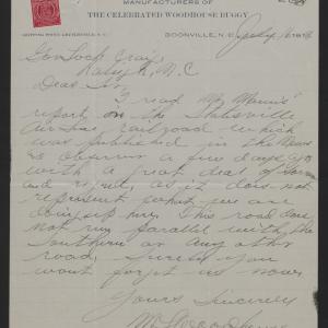 Letter from Woodhouse to Craig, July 16, 1913