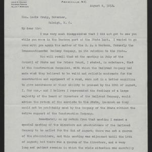 Letter from Davidson to Craig, August 6, 1913, page 1