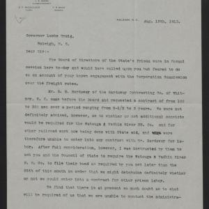 Letter from Mann to Craig, August 12, 1913, page 1