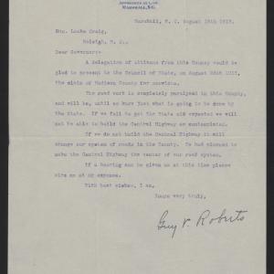 Letter from Roberts to Craig, August 18, 1913
