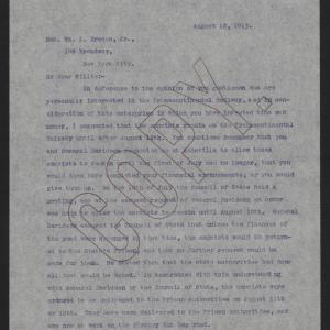Letter from Craig to Breese, August 18, 1913, page 1