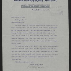 Letter from Ross to Craig, November 6, 1913