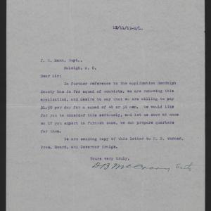 Letter from McCrary to Mann, December 11, 1913