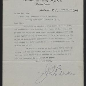Letter from Barker to Craig, June 18, 1913