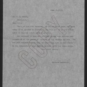 Letter from Kerr to Bryan, June 19, 1913