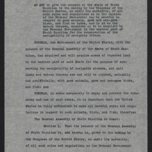 Proposed Act of the North Carolina General Assembly, circa January 1915, page 1