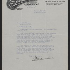 Letter from Varner to Craig, June 18, 1915