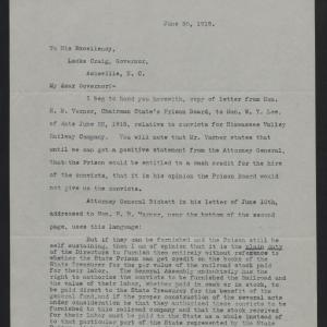 Letter from Norvell to Craig, June 30, 1915, page 1