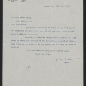Letter from McCulloch to Craig, August 5, 1915
