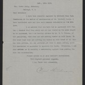 Letter from Hutchins to Craig, October 19, 1915