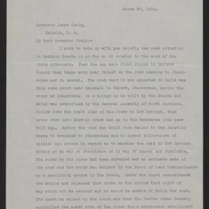 Letter from Pratt to Craig, March 30, 1916, page 1