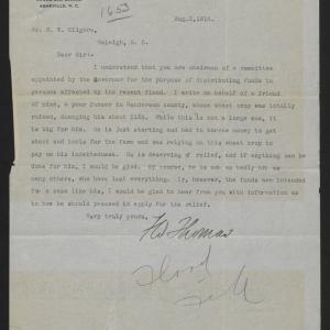 Letter from Thomas to Kilgore, August 3, 1916