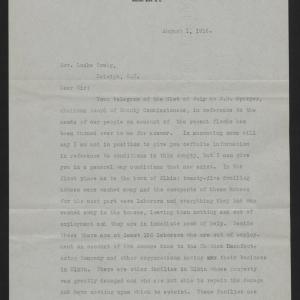 Letter from Carter to Craig, August 1, 1916, page 1