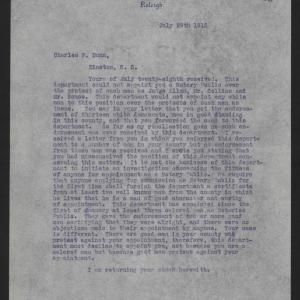 Letter from Kerr to Dunn, July 29, 1913