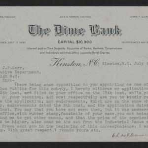 Letter from Dunn to Kerr, July 30, 1913
