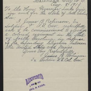 Letter from Robinson to Craig, August 8, 1913