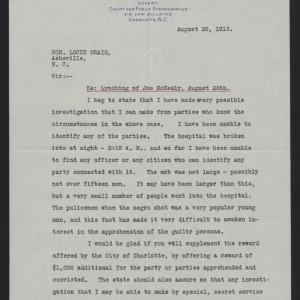 Letter from Wilson to Craig, August 28, 1913, page 1
