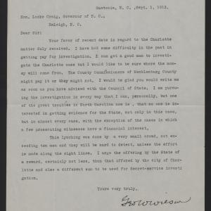 Letter from Wilson to Craig, September 1, 1913