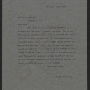 Letter from Kerr to Rudisill, September 19, 1913