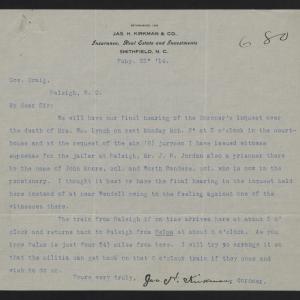 Letter from Kirkman to Craig, February 23, 1914