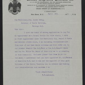 Letter from Lawrence to Craig, April 2, 1914