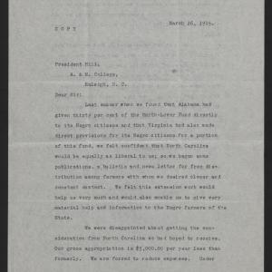 Letter from Dudley to Hill, March 26, 1915, page 1
