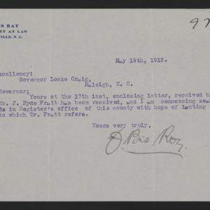 Letter from Ray to Craig, May 19, 1915