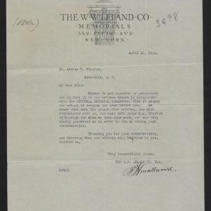 Letter from Smallwood to Winston, April 10, 1916