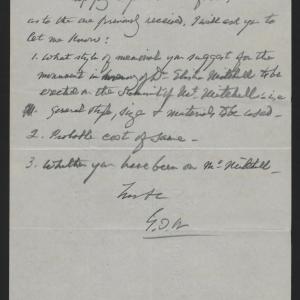 Letter from Winston to Smallwood, April 1916