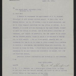 Letter from Shuford to Craig, April 28, 1916