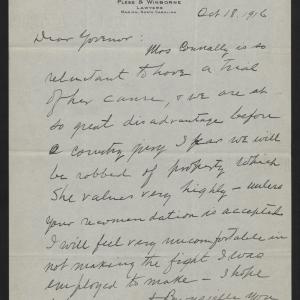 Letter from Pless to Craig, October 18, 1916