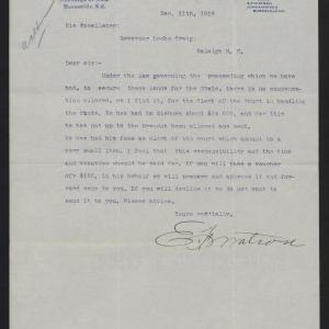 Letter from Watson to Craig, December 11, 1916