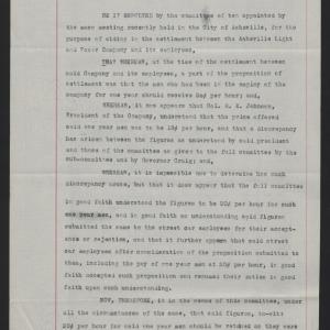 Resolution by an Arbitration Committee in an Asheville Labor Dispute, May 1913, page 1