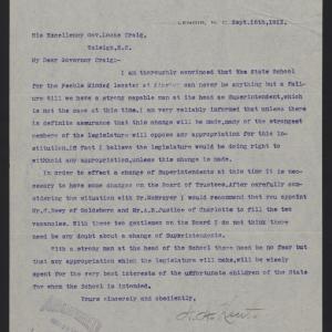 Letter from Kent to Craig, September 16, 1913