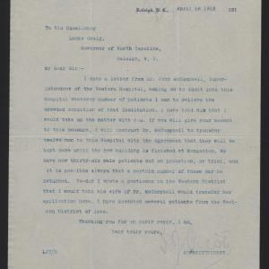 Letter from Picot to Craig, April 18, 1913