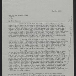 Letter from Hardy to McBrayer, May 5, 1913, page 1