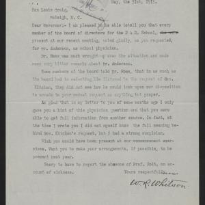 Letter from Whitson to Craig, May 31, 1913