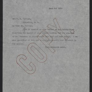 Letter from Craig to Whitson, June 2, 1913