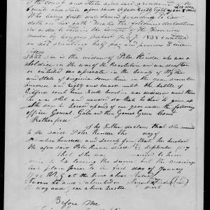Application for a Widow's Pension from Margaret Kinder, 5 June 1845, page 1