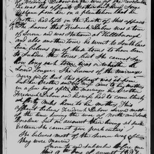 Affidavit of Sarah Thompson in support of a Pension Claim for Rachel Debow, 9 August 1837