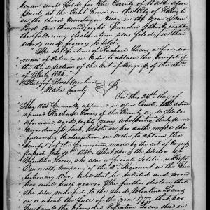 Application for a Widow's Pension from Rachel Locus, 24 May 1838, page 1