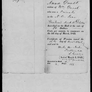 Docket for Pension from the U.S. Pension Office for William Guest, 16 December 1846