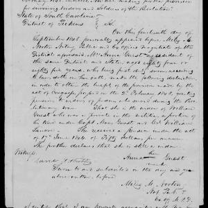 Application for a Widow's Pension from Anna Guest, 14 September 1848, page 1
