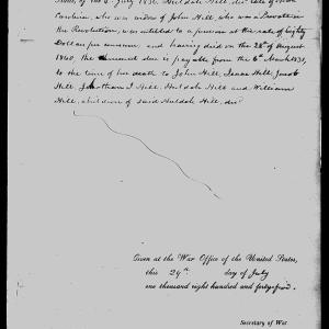 Order from William Learned Marcy on the Pension Claim of Huldah Hill, 29 July 1845