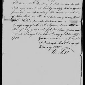 Proof of Service for John Hill, 8 February 1838