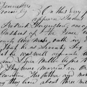 Affidavit of James Ellison in support of a Pension Claim for Lydia Ray, circa 11 September 1837, page 1
