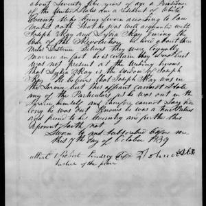 Affidavit of John Allison in support of a Pension Claim for Lydia Ray, 7 October 1837