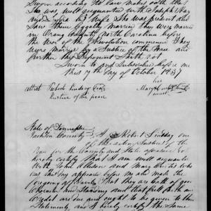 Affidavit of Mary Curtis in support of a Pension Claim for Lydia Ray, 7 October 1837