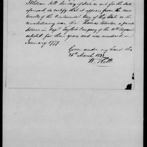 Proof of Service for Thomas Robison, 26 March 1833