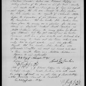 Application for a Widow's Pension from Sarah Jenkins, 24 November 1840, page 1